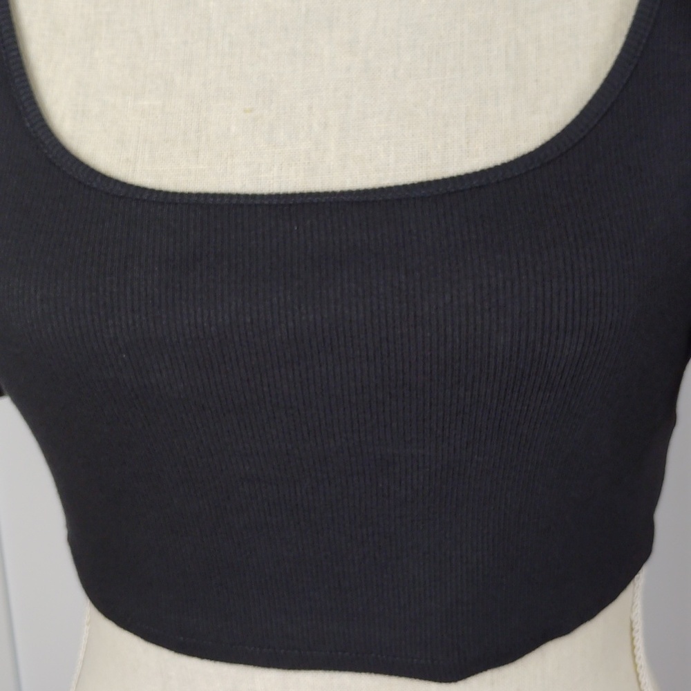 Zara Black Stretch Ruffled Sleeves Top. - Picture 6 of 14